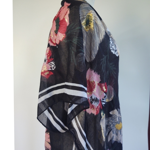 Woven Heart Kimono Swim Cover Up Floral One Size - Picture 6 of 12